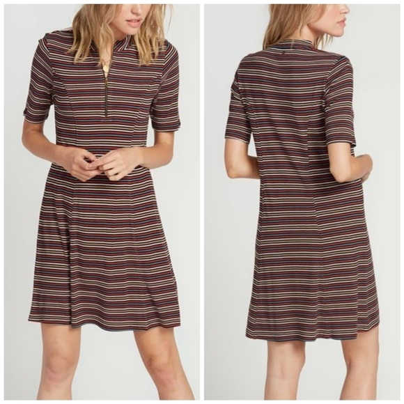 Volcom Multicolored Striped A-line Short Sleeve Dress - Picture 1 of 5